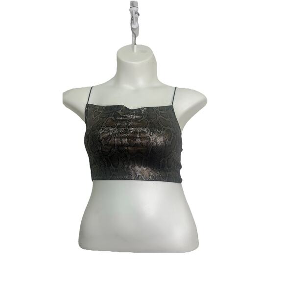 H&M Black / Gold Metallic Snake Print Cami XSmall Crop . Club, Boho, Festival - Picture 1 of 6